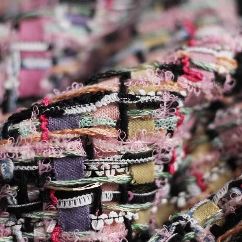 Sewing Tweed Fabric - レッドラズベリーピンクカラフルなヘビーツイード生地衣服素材秋の女性のドレスコートスカート DIY 縫製衣類送料無料