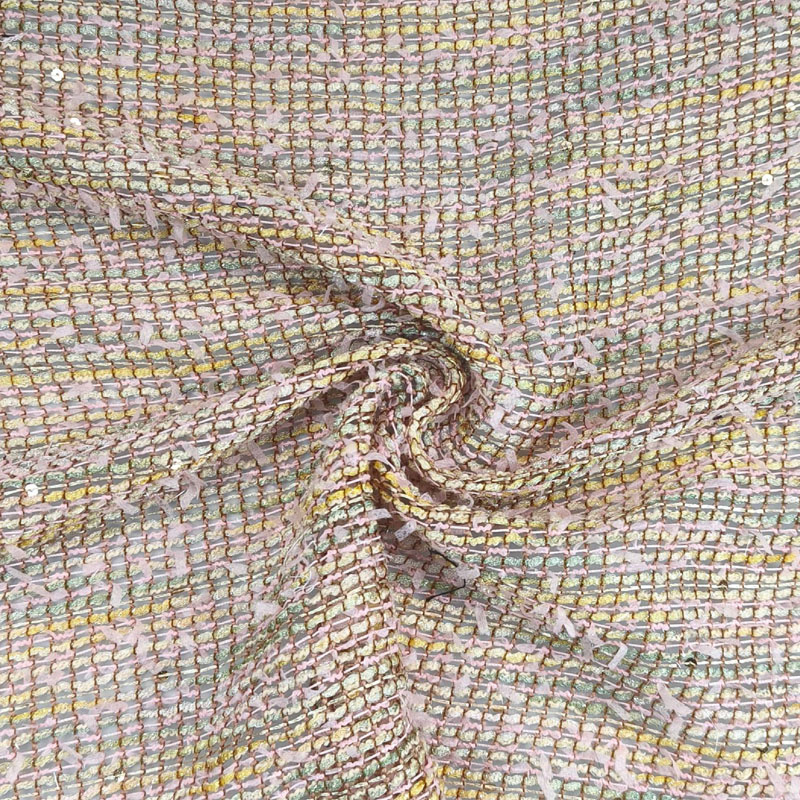 Sewing Tweed Fabric - 軽量中空リボン付き糸染めツイード生地、夏と春のコートトップストラップセット、DIY布地縫製材料