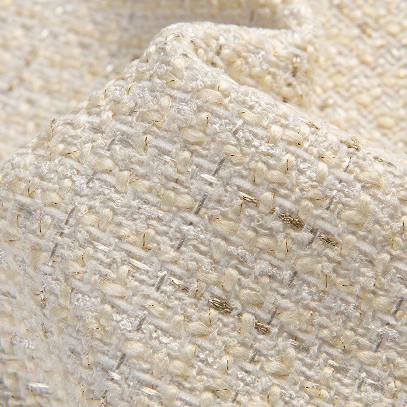 Sewing Tweed Fabric - ベージュ色とゴールドワイヤー糸染めツイード生地秋コートドレスジャケットハンドバッグ DIY 布縫製材料