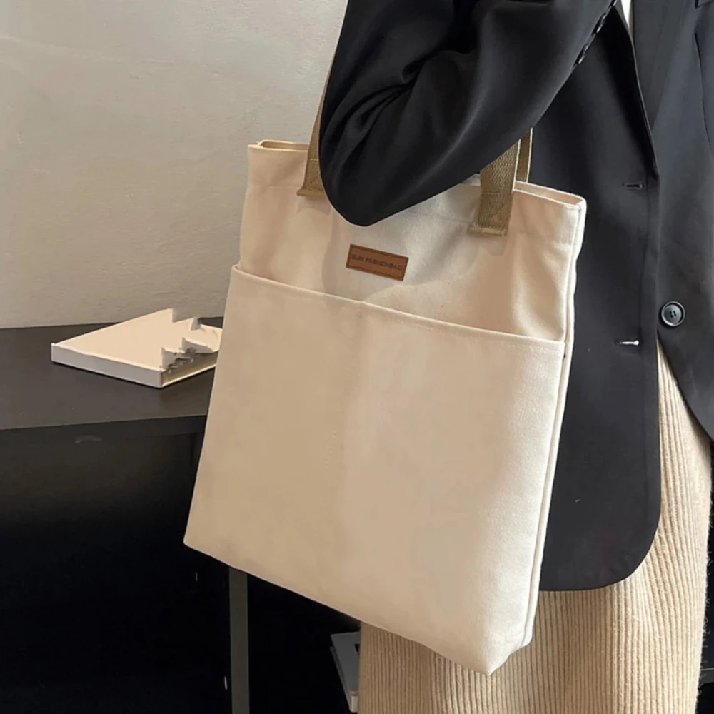 Sewing Necessities - 1Pc レディーストートバッグキャンバス縫製糸大容量高級感ハンドバッグ便利で実用的な女性の通勤バッグ