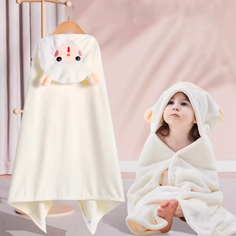 Sewing Fleece - 可愛い漫画柄のコーラルフリース素材の着る毛布、柔らかく快適で吸水性に優れた子供用バスタオル