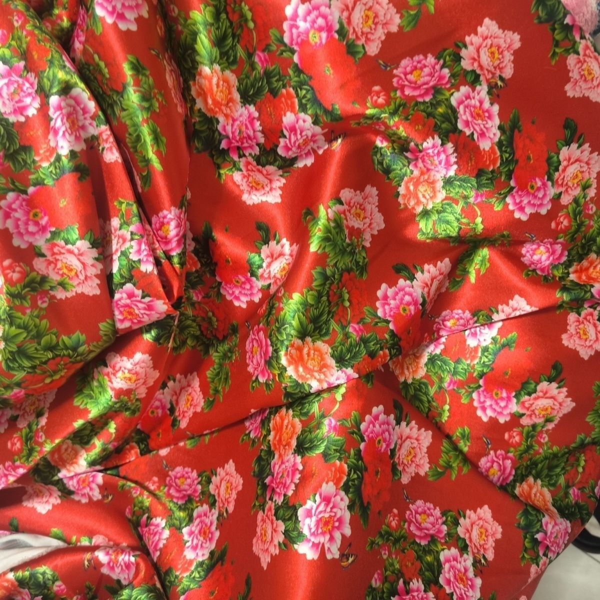 Sewing In Textile - 花柄プリントのアセテートサテン生地、シルクのように滑らか、メートル単位で販売、ベッドシーツ、DIY縫製、裏地、テキスタイル、柔らかい布地