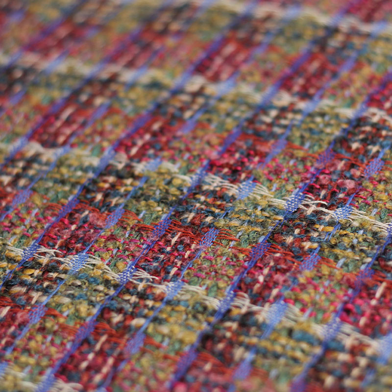 赤/緑の格子ウール先染め編組ツイード生地女性の秋のジャケット - Sewing Tweed Fabric のレビューと価格