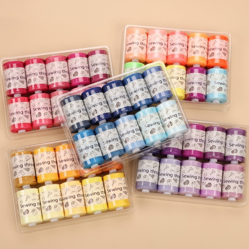 多色縫い糸セット、耐久性のある糸で家庭用ミシンや手縫いの衣料 - Sewing Thread Production のレビューと価格