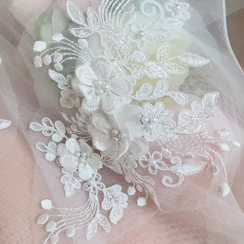 2個=1ペア、ロープ刺繍パールレース3Dミラーフラワー、DI - Sewing Garments のレビューと価格