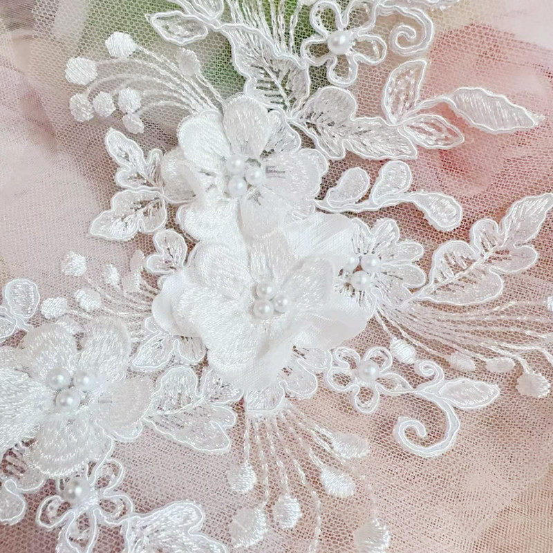 2個=1ペア、ロープ刺繍パールレース3Dミラーフラワー、DI - Sewing Garments のレビューと価格