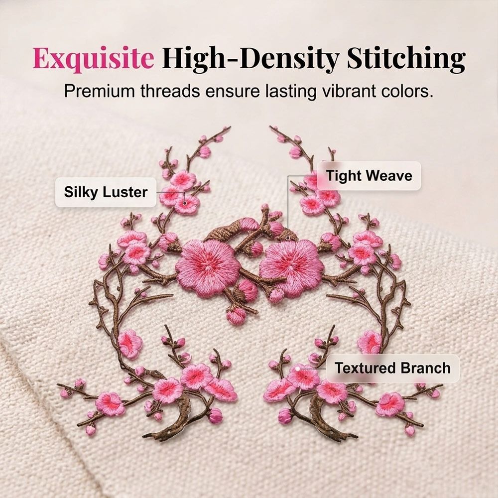 DIY桜柄アイロン接着パッチ アイロン接着＆縫い付け ホット - Sewing In Textile のレビューと価格