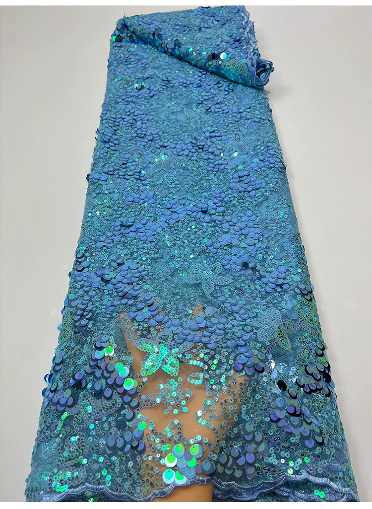 1ヤードマルチカラービーズパターンスパンコール刺繍レース生地 - Sewing Embroidery Fabric のレビューと価格