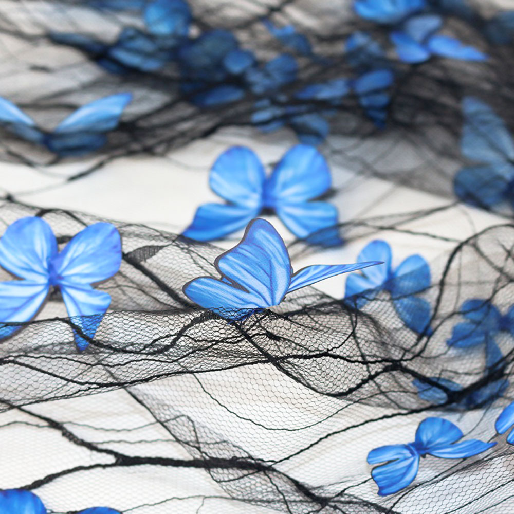 1ヤード 3D鮮やかな蝶柄レースメッシュ生地 繊細な刺繍 ソ - Sewing Embroidery Fabric のレビューと価格