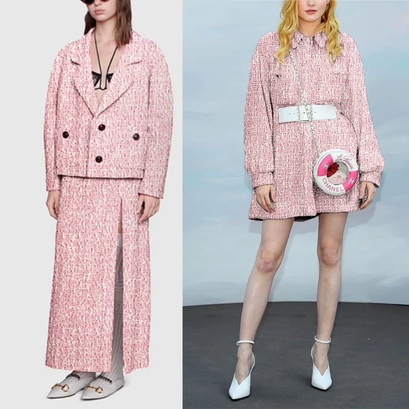 Redraspberry 145 センチメートルピンク白ウー - Sewing Tweed Fabric のレビューと価格
