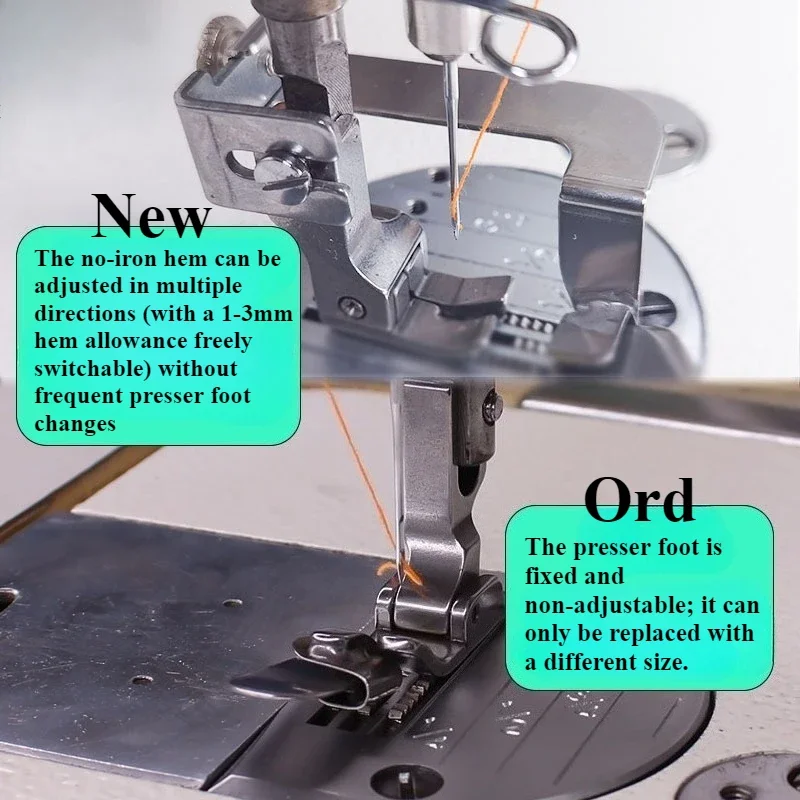 フラットベッドミシン用調整可能なノーアイロンヘマーフット、フ - Sewing Factory のレビューと価格