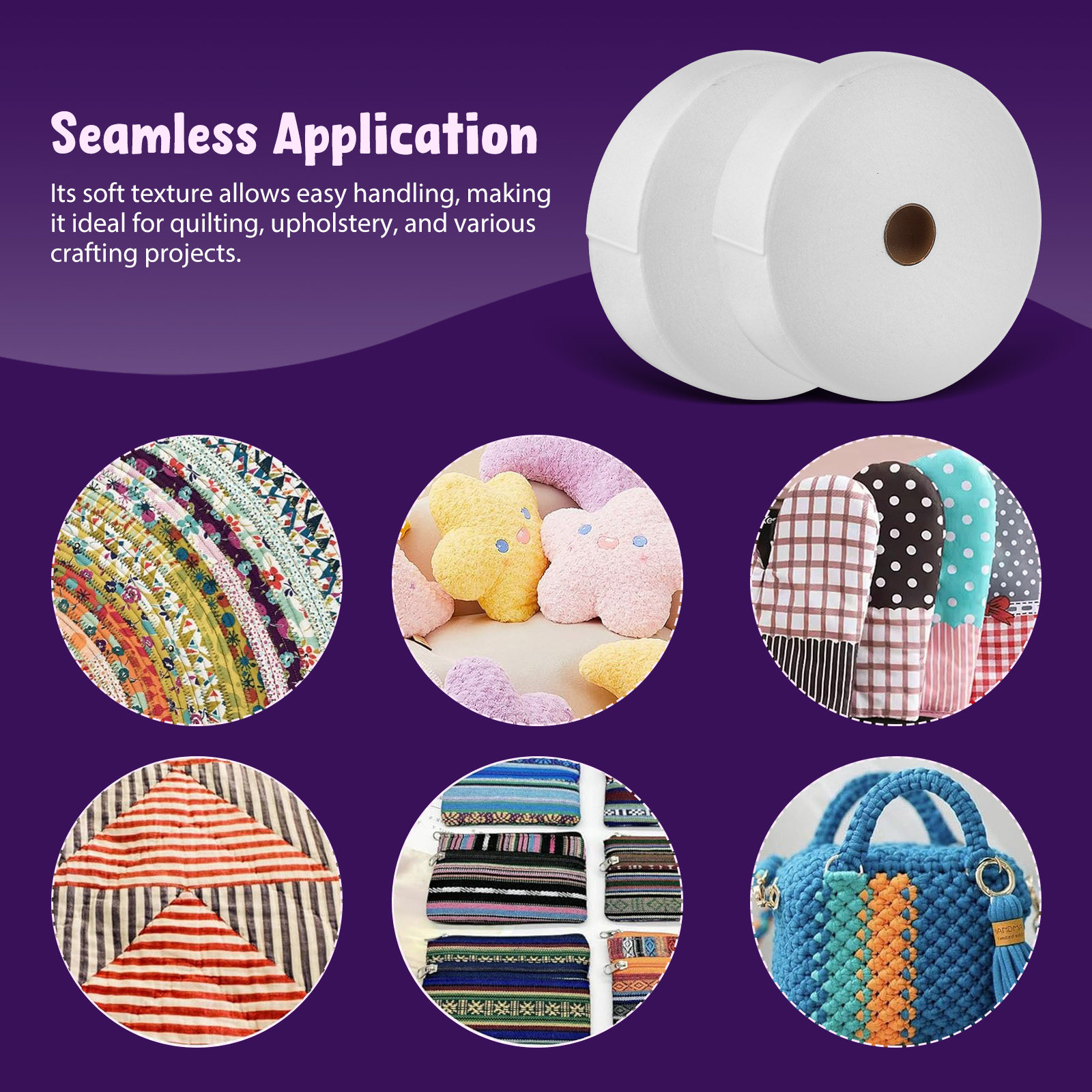 2ロールの不織布バッティングロール、柔軟なキルティング生地ス - Sewing Roll のレビューと価格