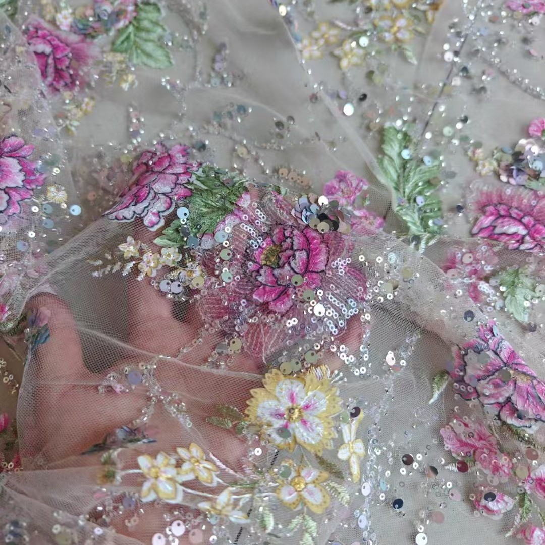 1 メートル 120 センチメートル幅高級ビーズレース生地  - Sewing Embroidery Fabric のレビューと価格