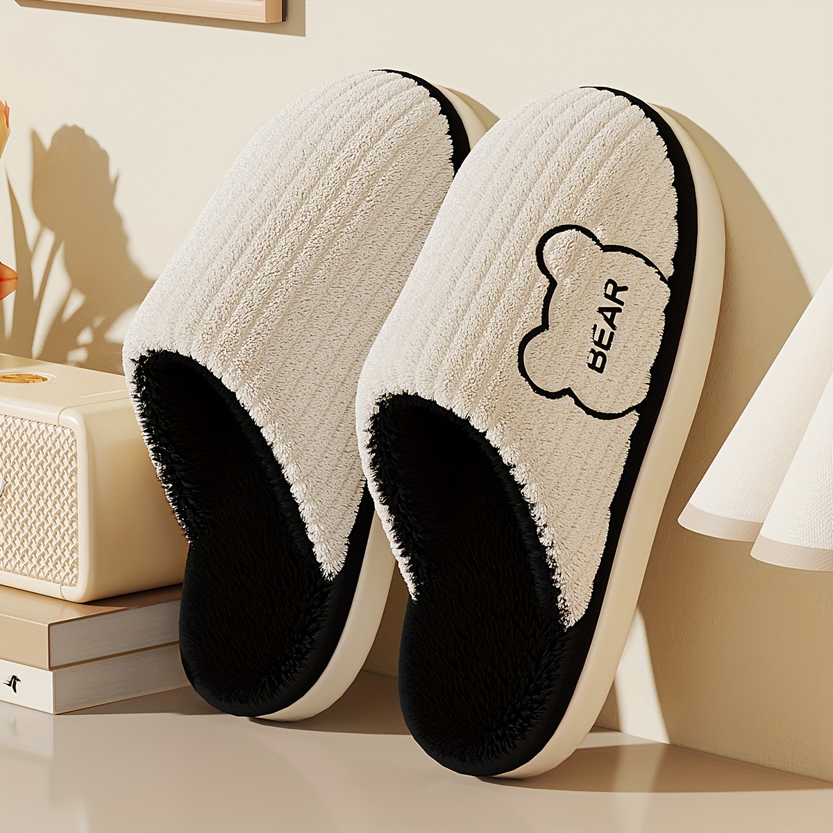 冬用暖かいプラッシュスリッパ メンズ 厚底 滑り止め 室内/ - Sewing Fleece のレビューと価格
