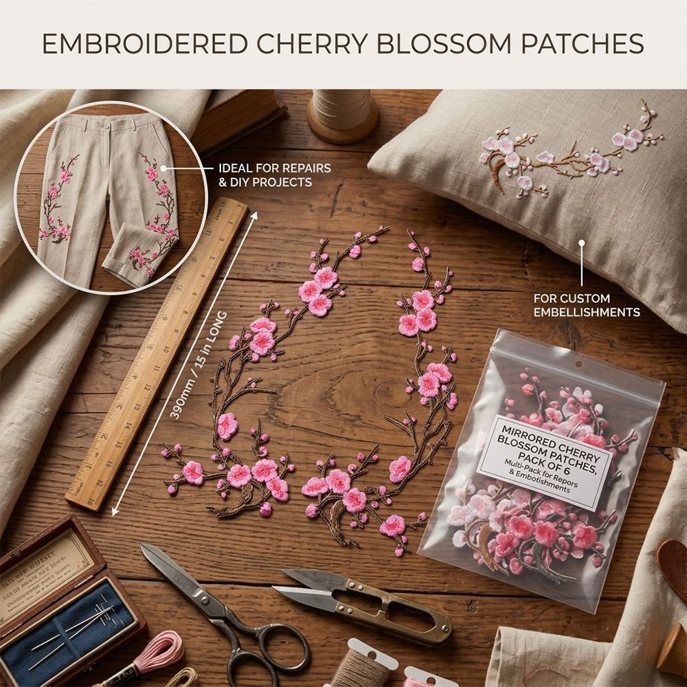 DIY桜の花アイロン接着パッチ アイロン＆縫い付け ホットメ - Sewing In Textile のレビューと価格