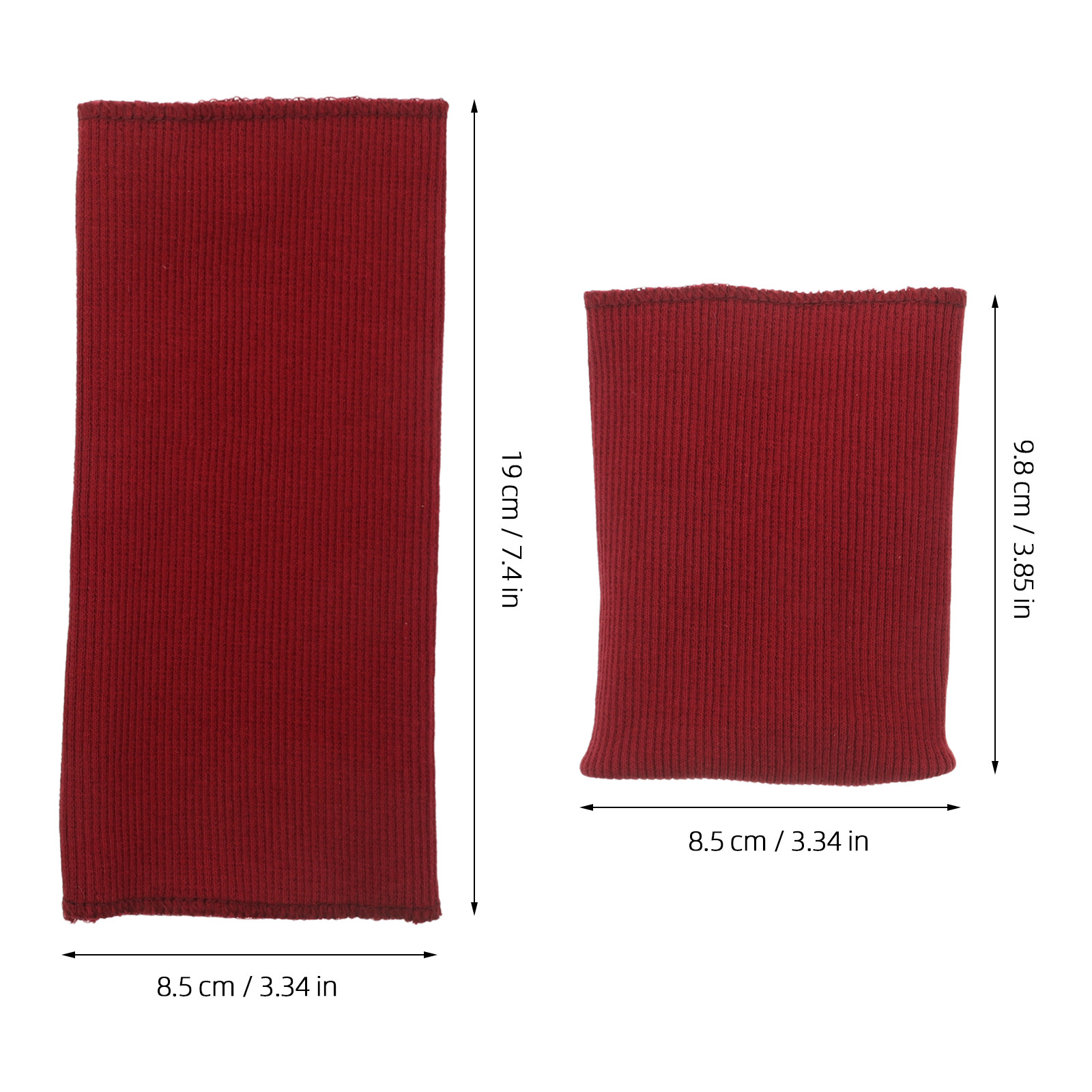 ダークレッドのリブ編みニットカフス生地1組、袖口やズボンの裾 - Sewing In Textile のレビューと価格